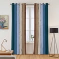 thumbnail image 2 of Blue Brown Kitchen Curtains 84 Inch Length, Farmhouse Wood Grain Vintage Vertical Striped Grommet Top Bedroom Living Room Curtains, Light Filtering Cafe Curtain Drapes 2 Panels Set 84''x84'', 2 of 9