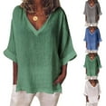 thumbnail image 3 of T-shirt à Manches Courtes Col en V pour Femmes blouse d'Été Décontractée Ample, 3 of 3