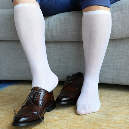 

Men s Knee High Long Striped Dress Silk Sheer Socks Transparent Stockings