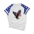 thumbnail image 5 of Cmfcve Women's Summer Graphic Tees Round Neck Plunge-cut Short Sleeves Gym Blouse Vintage Solid Color Independence Day Tunics, 5 of 5