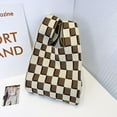 thumbnail image 2 of Stripe Pattern Soft Knitting Shoulder Bag Shopping Tote Lady Open Handbag Beige, 2 of 7