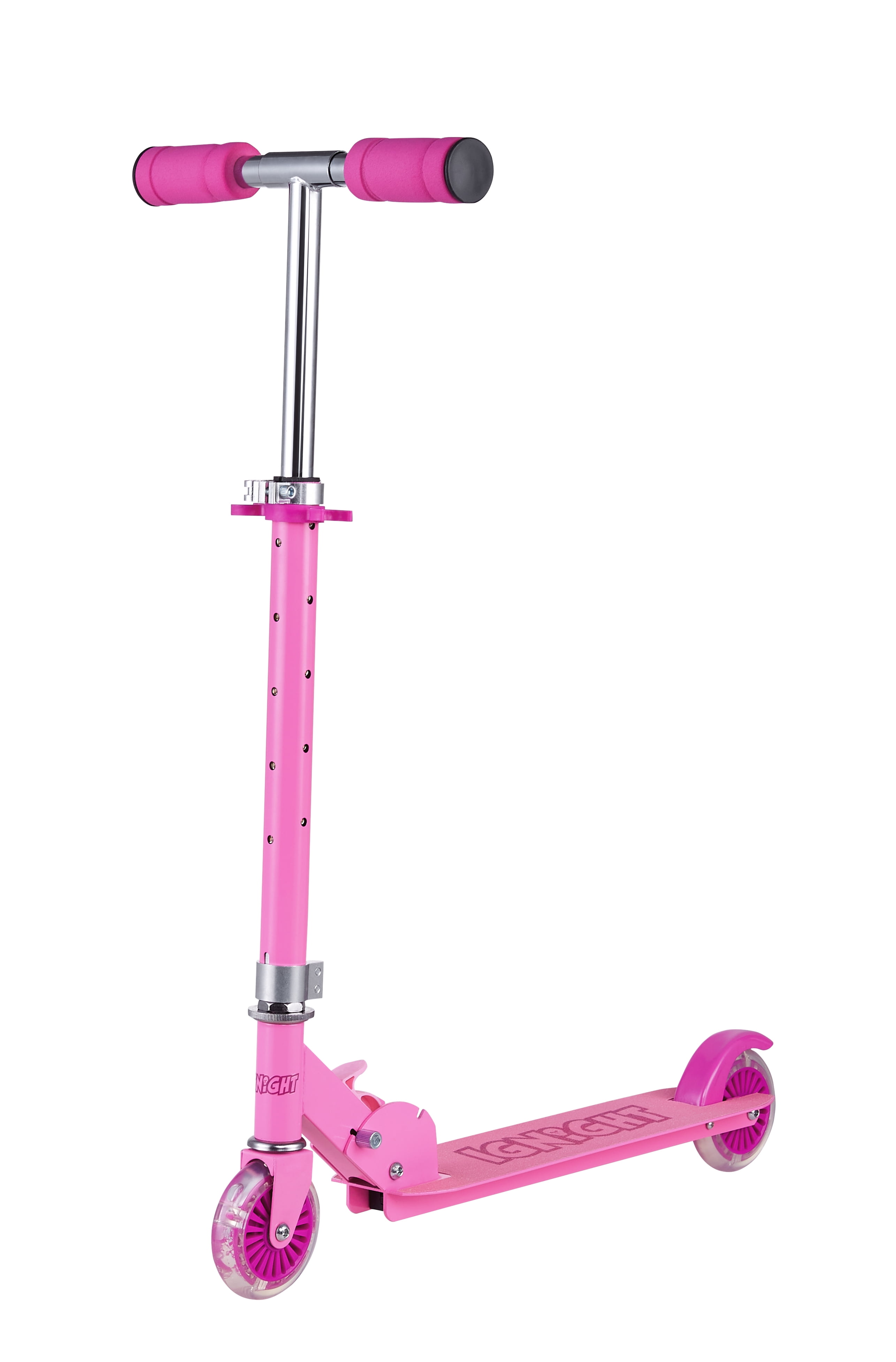 Ignite 2 Wheel Pink Kick Scooter with Light-up Wheels and T-Bar, for Female Ages 5+