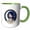 Green/White, variant on 3drose, Randy Male Name, Moon, Man, Snow Leopard Head. Artsy Gift for a Man, 11oz Mug