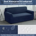 thumbnail image 4 of 100% Waterproof Sofa Cover, Washable Sectional Couch Cover, Stretch Jacquard Sofa Slipcover, Furniture Protector for Kids, Pets, Dog and Cat (Navy, Loveseat, 2 Cushion), 4 of 9
