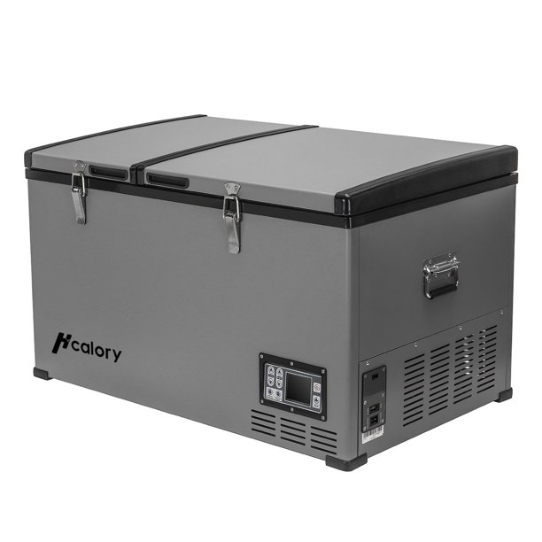 Hcalory 80L Car Refrigerator, 85 Quart RV Fridge Portable Freezer, Partition Design, 12/24V DC