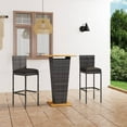 thumbnail image 1 of vidaXL 3 Piece Garden Bar Set with Cushions Poly Rattan Grey, 1 of 5