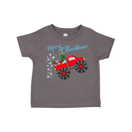 

Inktastic Merry Christmas- Santa Drives a Monster Truck Gift Toddler Boy or Toddler Girl T-Shirt
