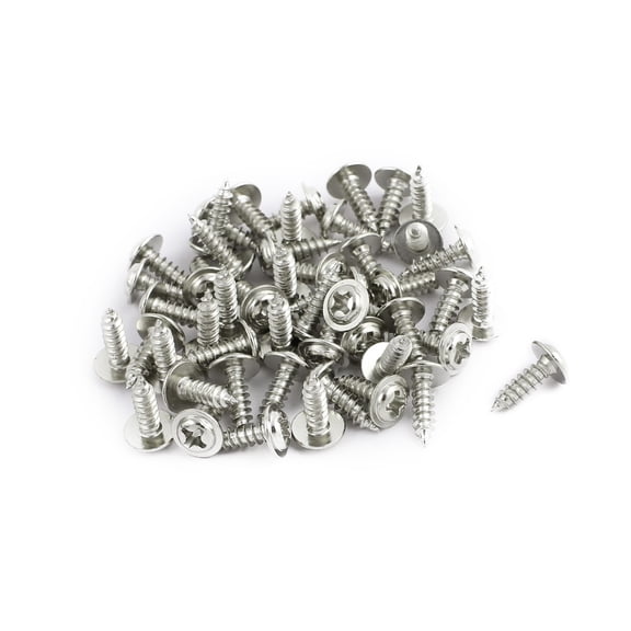 50pcs M3x10mm Stainless Steel Round Head  Self Tapping Screws w Washer