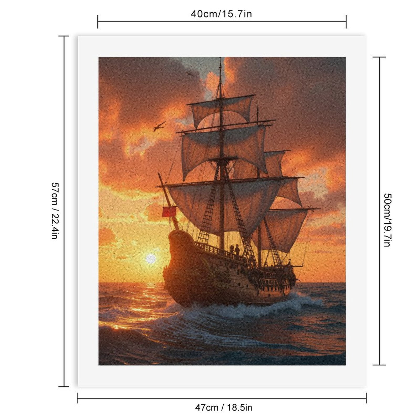 Paint By Numbers Kit for Adults Beginner - DIY Sailing Ship Sunset Ocean Adventure Canvas Painting Kits for Adults, Frameless Paint By Number for Adults for Home Wall Decor 16x20 Inch