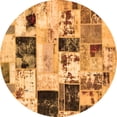 thumbnail image 1 of Ahgly Company Indoor Round Patchwork Orange Transitional Area Rugs, 5' Round, 1 of 4