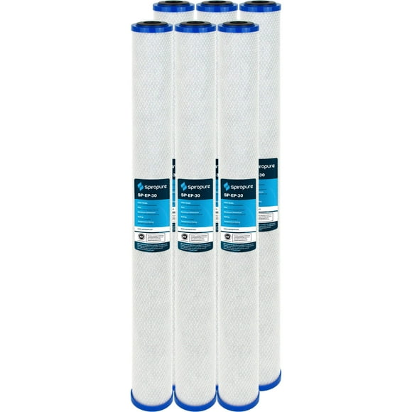 SpiroPure SP-EP-30 30x2.5 5 Micron NSF Certified Coconut Shell Carbon Block Water Filter Cartridge EP-30 155698-43 (Case of 6)