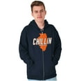 thumbnail image 5 of Chilin in Illinois Funny State Shape Zip Up Hoodie Men's Women's Brisco Brands X, 5 of 6
