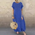 thumbnail image 3 of JBXKXYW Maxi Dresses for Women 2024 Women Casual Polka Dot Print Short Sleeve Round Neck Maxi Dress Womens Dresses Summer Dress Dressess (Sky Blue,XL), 3 of 4