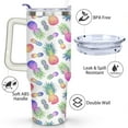 thumbnail image 3 of Colorful Pineapple 40 Oz Tumbler with Handle Lid and Straw, Stainless Steel Double Walled Vacuum Insulated Cup, Cute Anniversary Wedding Birthday Gifts Tumbler for Women Men Friends Outdoor Indoor, 3 of 7