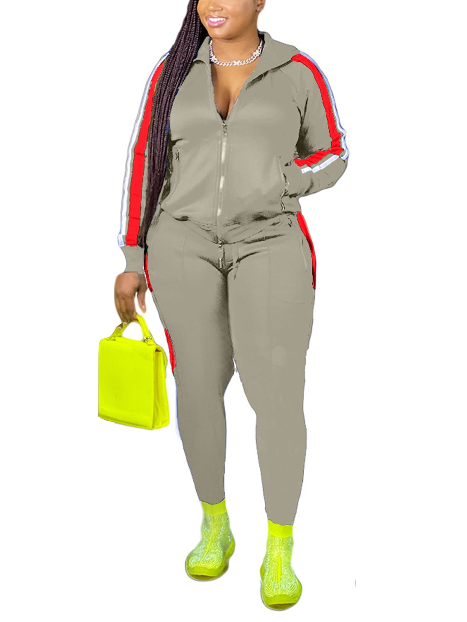 Frontwalk Womens Sweatsuits Sets Plus Size Long Sleeve Hoodies