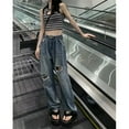 thumbnail image 3 of Broken hole jeans for women in autumn, high waist slimming, loose and casual straight leg wide leg floor pants, 3 of 11