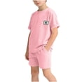 thumbnail image 2 of Auroural Boys Clothes Size 10-12 Sets Boys 2 Piece Outfit Size 10-12 Children's Printed Round Neck Short Sleeved Top with Elastic Waist Shorts Casual Set, 2 of 9