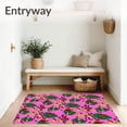 thumbnail image 3 of ODIKA 4'x6' Machine Washable Non-Slip Area Rug, Holiday Featuring Animated and Twirling Vine Accents High Traffic Rug, Pink, 653661, 3 of 5