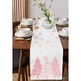 thumbnail image 4 of Pink Christmas Burlap-Cotton Table Runner 60 Inches Long,Xmas Pink Snowflake Pine Tree Farmhouse Table Runners,Outdoor Dining Tablecloths Decor for Baby Shower Party Wedding 13x60, 4 of 9