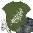 thumbnail image 2 of NAMTYQX Womens Graphic T Shirts Graphic Baggy Hawaiian Crewneck Cool Short Sleeve Stretchy mit Print Plus Size Shirts for Women Army Green Size M, 2 of 5