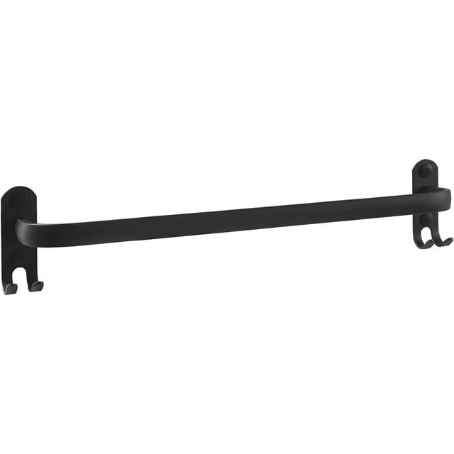 16" Bathroom Single Towel Bar with Hooks Stainless Steel Matte Black Bathroom Towel Rack Wall Mounted Towel Rack for Kitchen Shower Toilet Dustproof Bathroom Accessories