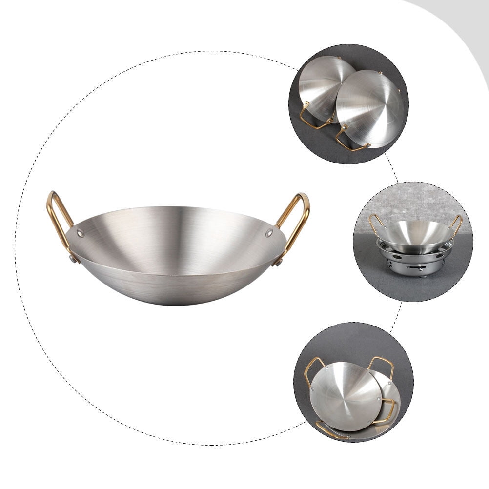 BESTYASH Stainless Steel Hot Pot and Wok Set, Round Easy-to-Clean Kitchen Cookware, Cooking Pan for Home