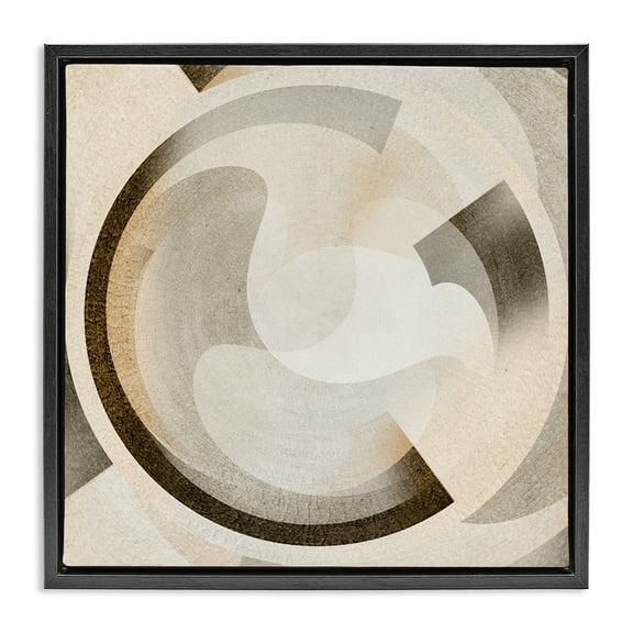 Stupell Industries Round Arches Neutral Abstract Painting Black Floater Framed Canvas Art Print Wall Art, 18 x 18