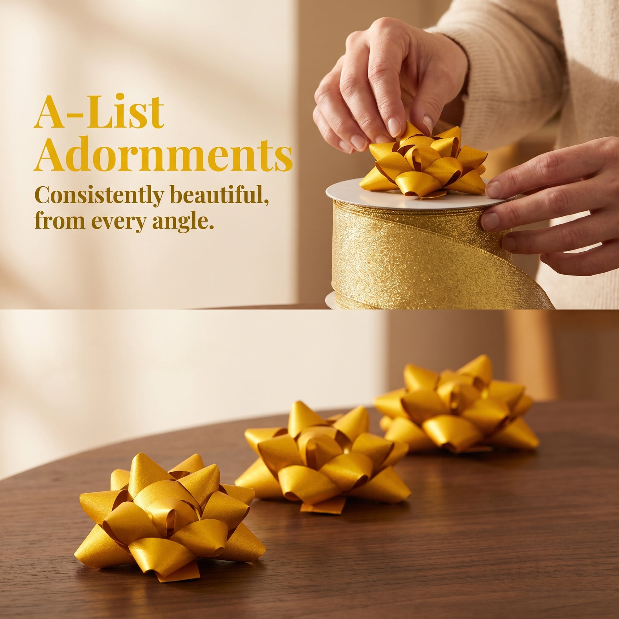 Unique Bargains Multi-Layered Holographic Star Bows for Gift Wrapping and Decoration Gold