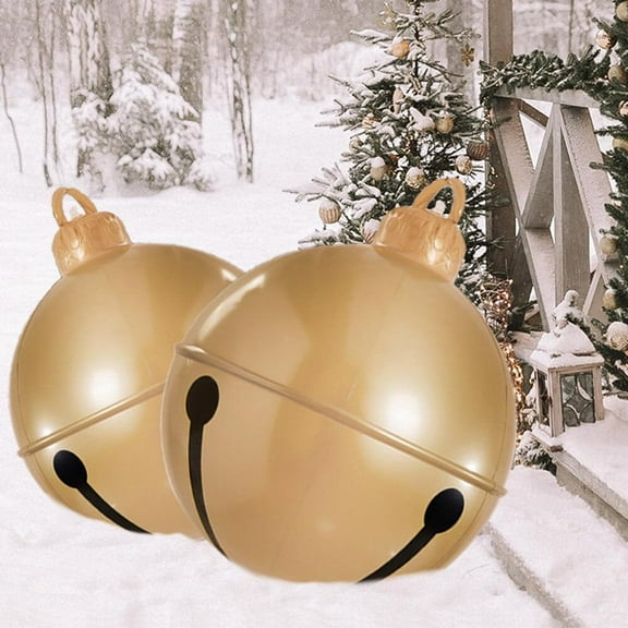 Christmas Decoration Bell Balloon, 23.6IN Large Jingle Bell Inflatable Ball Fun Christmas Inflatable Yard Decor Xmas Balloon Pendant Outdoor Ornament for Garden Yard Patio Christmas Holiday Decor