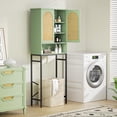 thumbnail image 4 of Conate Rattan Over The Toilet Storage Cabinet, Bathroom Storage Cabient with Rattan Doors, Metal Legs and Adjustable Shelf, Bathroom Storage Shelf Organizer, Green, 4 of 7