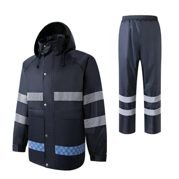 HYwys High Visibility Reflective Waterproof Raincoat Suits Rain Gear Motorcycle Cycling Coats Cover Men Poncho Jacket Hooded Rainwear Four Season XX