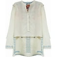 thumbnail image 5 of Higustar Womens Plus Size Tops 3/4 Sleeve V Neck Tunic Shirts Casual Floral Embroidered Loose Summer Fall Blouses Mexican Peasant Cotton Rayon Shirts-Yellow/127/H-3XL, 5 of 10