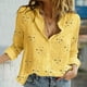 thumbnail image 2 of Blusa de lino con cuello en V y botones, manga larga, estilo informal y holgado, para la oficina, poliéster-spandex, tallas S-XXL, 2 of 5