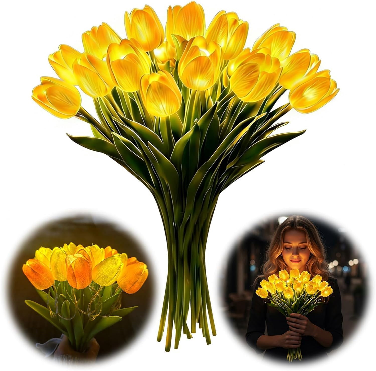 Radiant Romantic Tulip Light with a Vase, 15 PCS Twinkling Tree Tulips Led Night Light, 2026 New Flower Shaped Ambient Lamp for Bedroom Bedside Decor & Gift