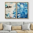 thumbnail image 3 of PixonSign Framed Canvas Print Wall Art Set Abstract Blue Brushstroke Scene Geometric Shapes Illustrations Modern Art Contemporary Colorful Ultra for Living Room, Bedroom, Office - 24"x36"x2 NATURAL, 3 of 5