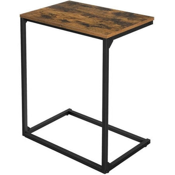 VASAGLE C-Shaped End Table for Sofa and Bed, 21.7 Inch for Living Room, Industrial Style, Rustic Brown and Black