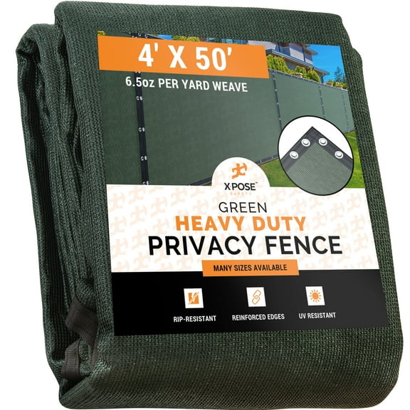 Xpose Safety Heavy Duty Privacy Screen- 4’ x 50’ Green - 90% Visibility and UV Blocking -