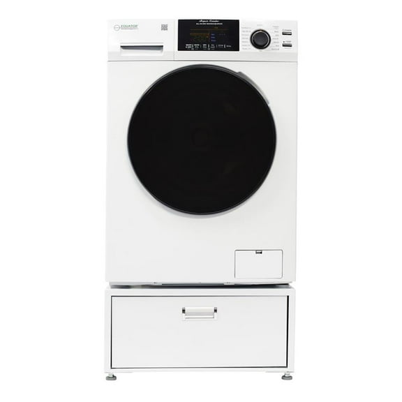 Pemberly Row All-in-One Washer Dryer in White Steel - 15lb 110V Pedestal