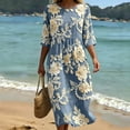 thumbnail image 7 of QUNYINEY Floral Summer Dresses for Women Plus Size Beach Short Sleeve Midi A Line Dress Crew Neck Vacation Loose Fit Flowy Dresses, 7 of 7