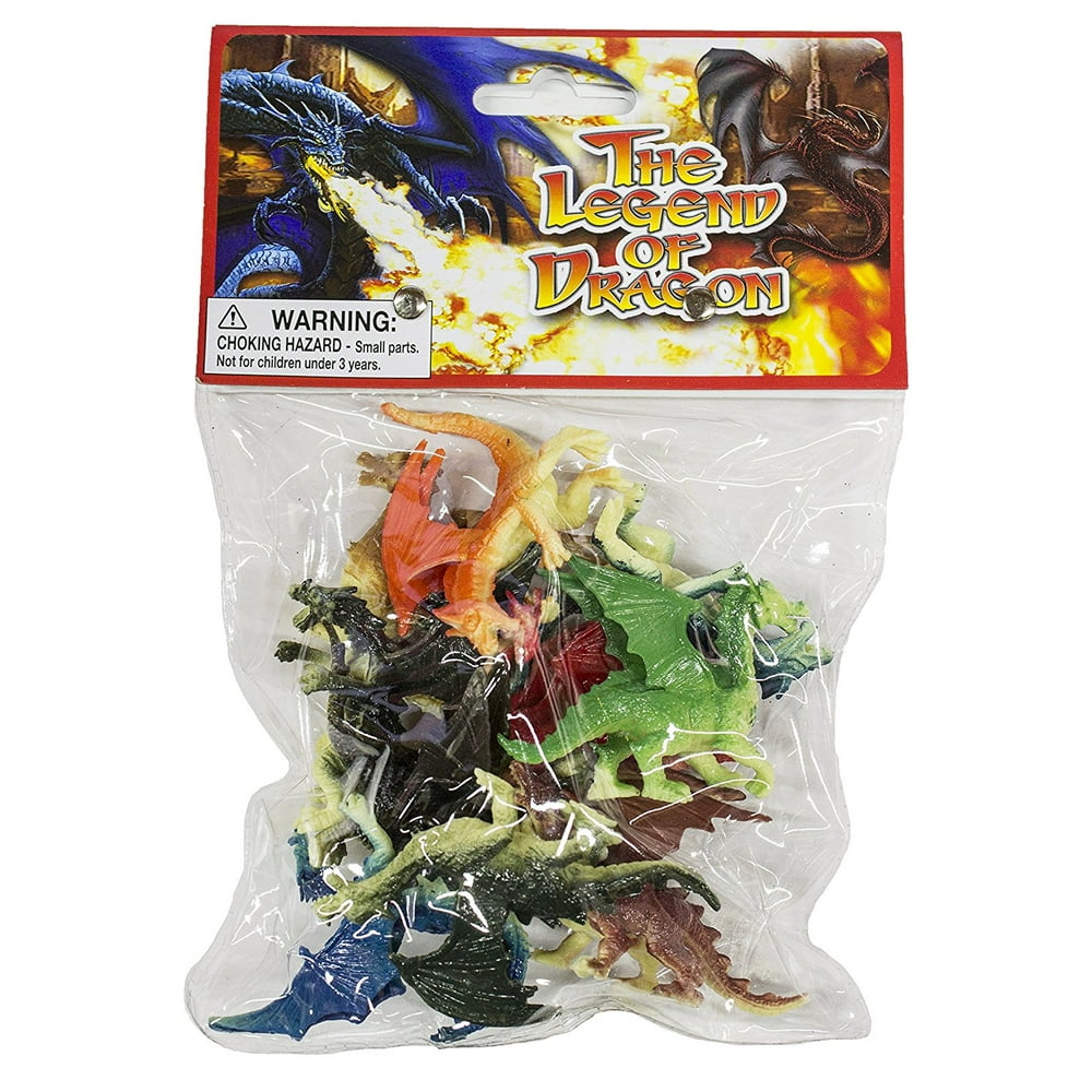 Fantasy Roleplay Pack of 10 Two Inch Plastic Dragon Figurines, Pack of