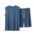 thumbnail image 2 of SOOMLON Men Short Sets 2 Piece Big and Tall Soft Crew Neck Tank Tops Drawstring Shorts Summer Athleisure Outfits, 2 of 5