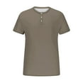 thumbnail image 4 of Zimjoy Mens Big and Tall T-Shirts Big and Tall Henley Neck Short Sleeve Solid Color Shirts Summer Tops Basic Pullover Tees (Khaki, 2XL), 4 of 4