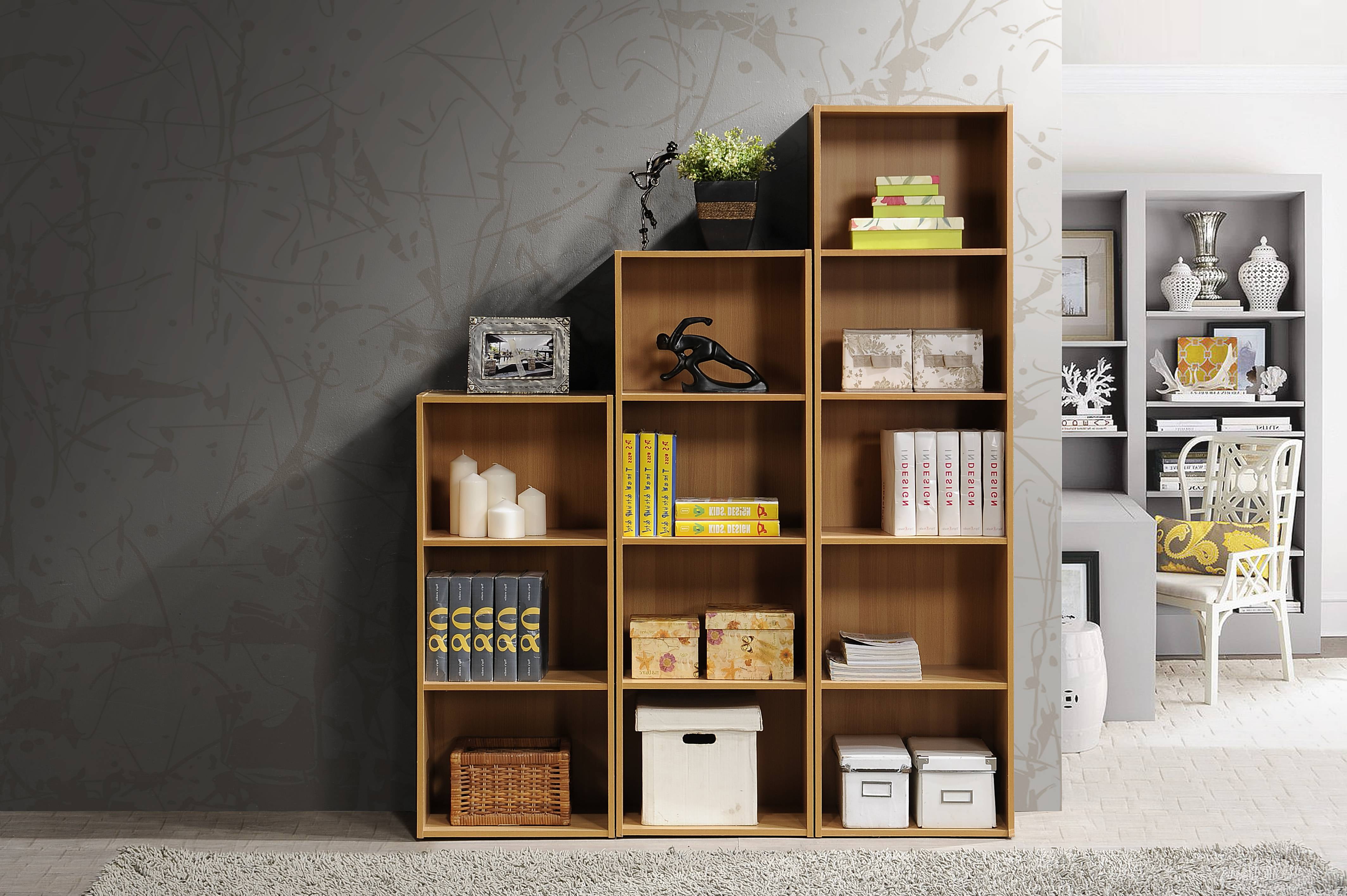 Hodedah 3-Shelf Bookcase in Beech