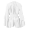 thumbnail image 5 of MIXUE Summer Dresses for Women Solid Color V Neck Irregular Sleeve Tie Waist Mini Casual Dress Beachwear,White,XL, 5 of 5