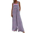 thumbnail image 2 of Leodye Women's Fashionable Summer Jumpsuits Button Wide Leg Overalls Casual Loose Rompers with Pockets Pink 6(M), 2 of 7