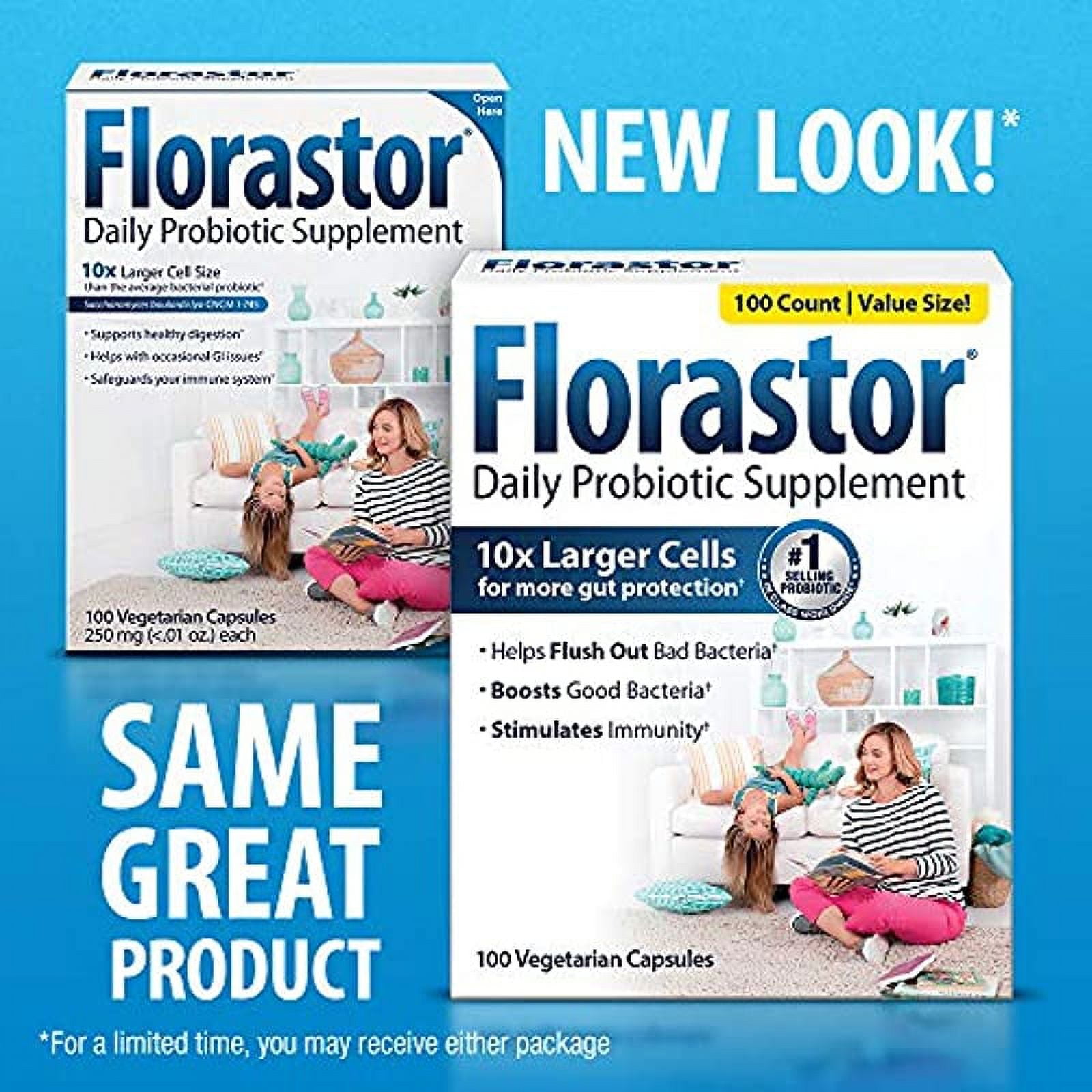 Florastor Daily Probiotic Supplement for Women and Men, Proven to Support Digestive Health, Saccharomyces Boulardii CNCM I-745 (100 Capsules)