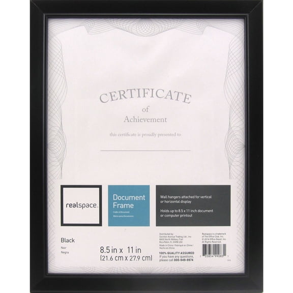 Realspace™ Photo/Document Frame, Cornell, 8-1/2" x 11", Black