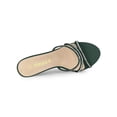 thumbnail image 4 of BLISSFUL STEP Women's Triple Strap Rhinestone Mules Open Toe Stiletto Heel Slide Sandals Dark Green 7, 4 of 7