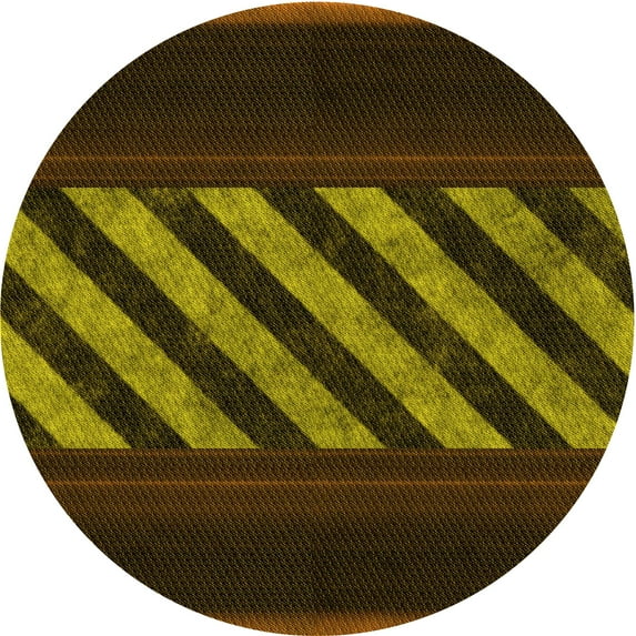 Ahgly Company Indoor Round Patterned Dark Yellow Green Area Rugs, 5' Round