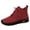 Red, variant on Women's Leather Ankle Boots with Arch Support Comfortable Hand-Stitched Soft Sole Slip On Chukka Booties High Top Sneakers with Hook and Loop Size 6-9